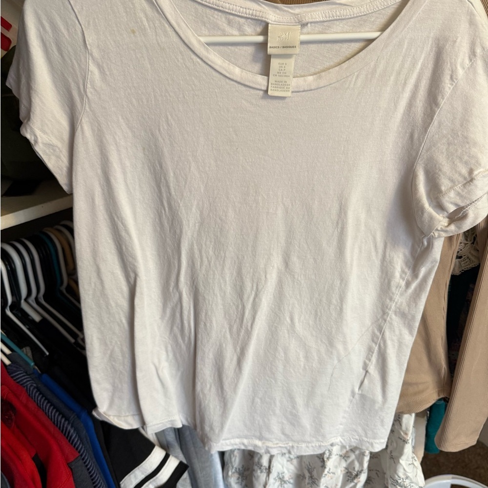H&M Cream Relaxed Short Sleeve Tee